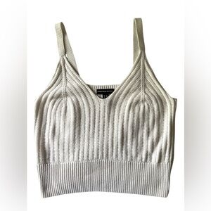 Streetwear Society Ivory Ribbed Knit V-Neck Top Size XL